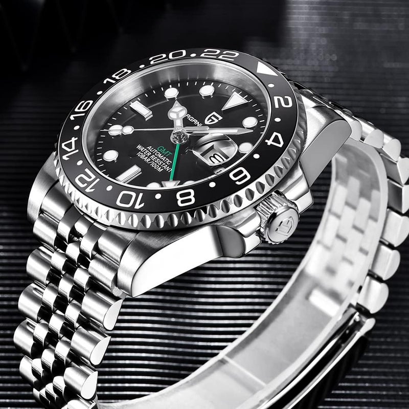 PAGANI DESIGN ساعة أوتوماتيكية ميكانيكية للرجال من باجاني ديزاين 1662 GMT - ستانلس ستيل، زجاج ياقوتي، مقاومة للماء حتى 100 متر - Image 5